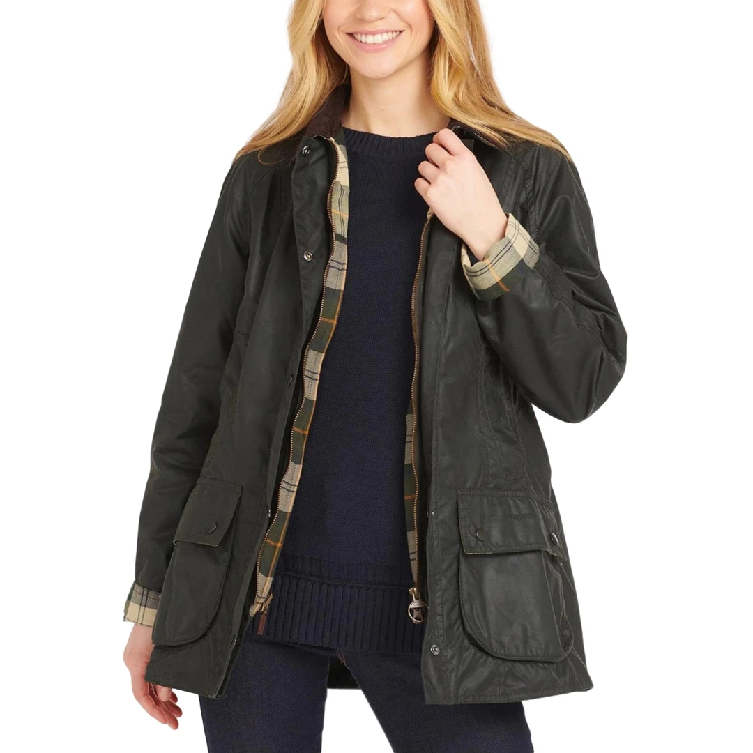 BARBOUR Beadnell纯色油蜡长袖夹克户外休闲女款外套LWX0667 SG91