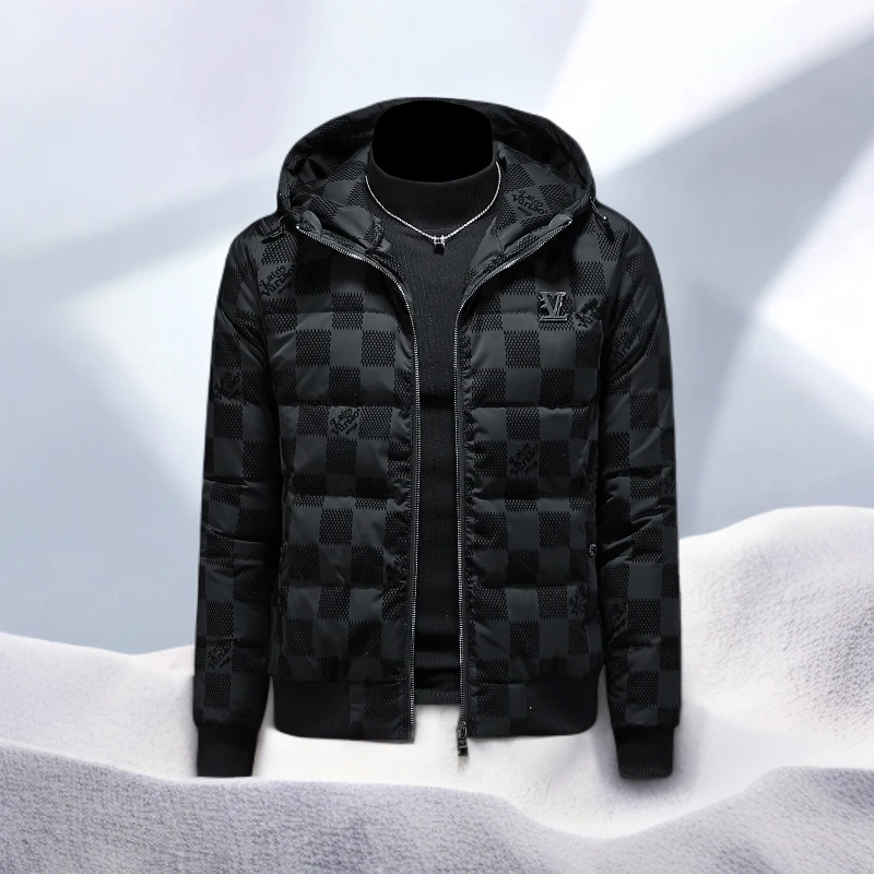 宾斯洛特连帽羽绒服男款冬季新款潮流青年短款修身加厚羽绒衣外套