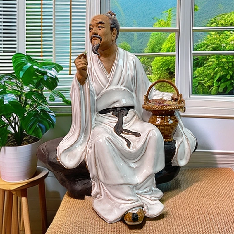 MEITAO/美陶 李时珍华佗 石湾公仔药人陶瓷人物桌面中式手工摆件