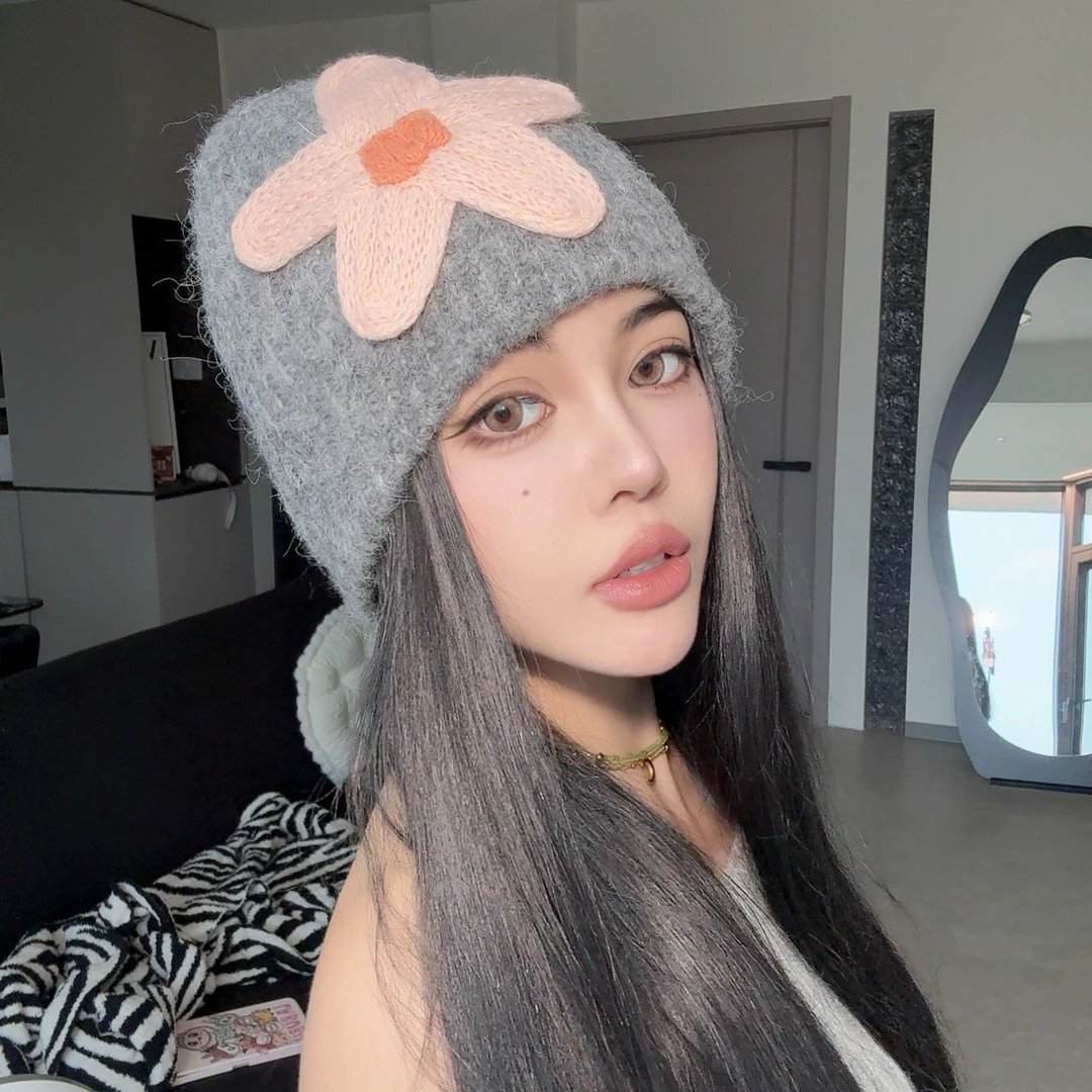 秋冬加厚女冬季针织帽网红帽子保暖休闲复古堆堆帽日系时尚百搭