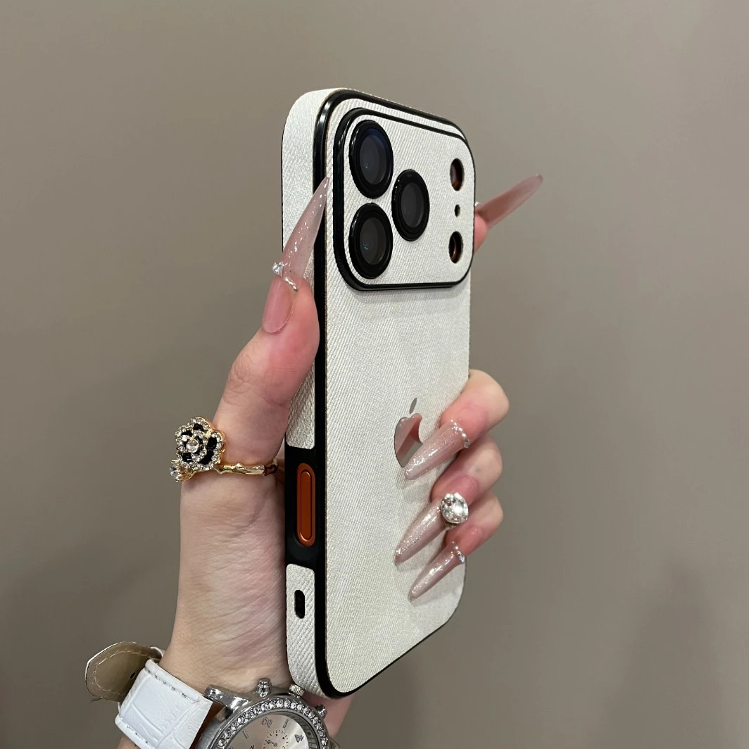 熏衣紫适用苹果16promax全包15牛仔布14自带镜头膜13/12女