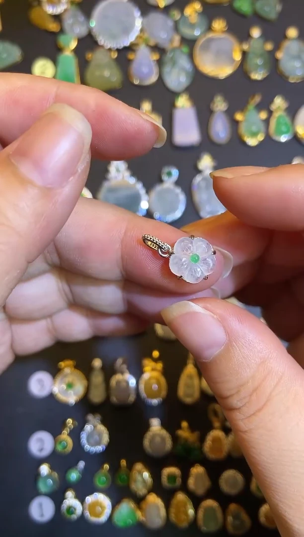 吊坠(不含链)银S925镶嵌翡翠1