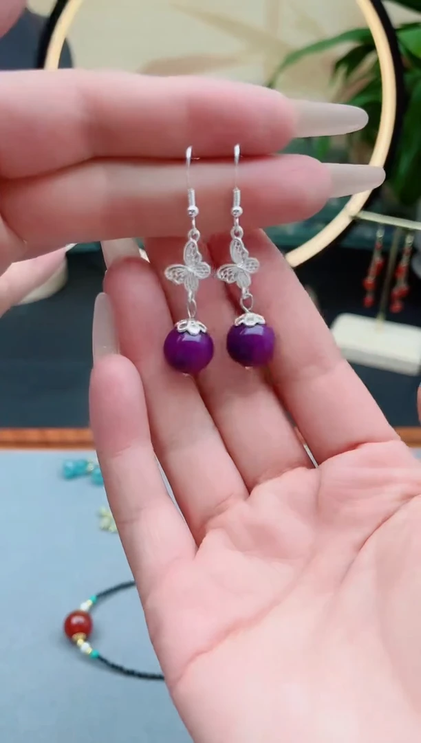 玛瑙/玉髓耳饰银S925镶嵌8890