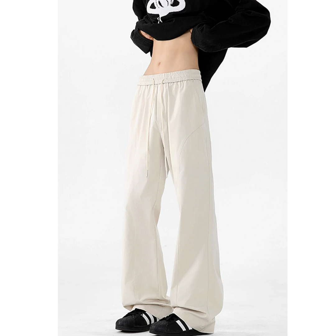 黑色微喇冲锋裤美式潮牌宽松直筒休闲裤子男款春季户外防水阔腿裤