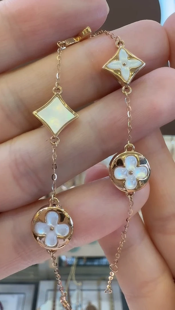 18K金镶嵌贝壳（贝母）手链老花手链