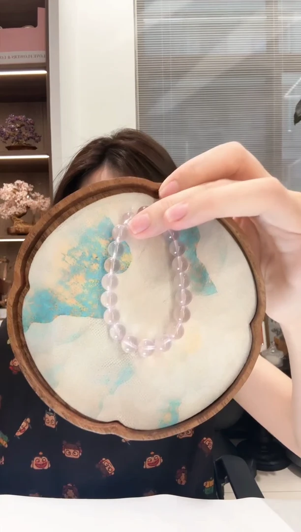 水晶手串未镶嵌精品星光粉水晶卡9+