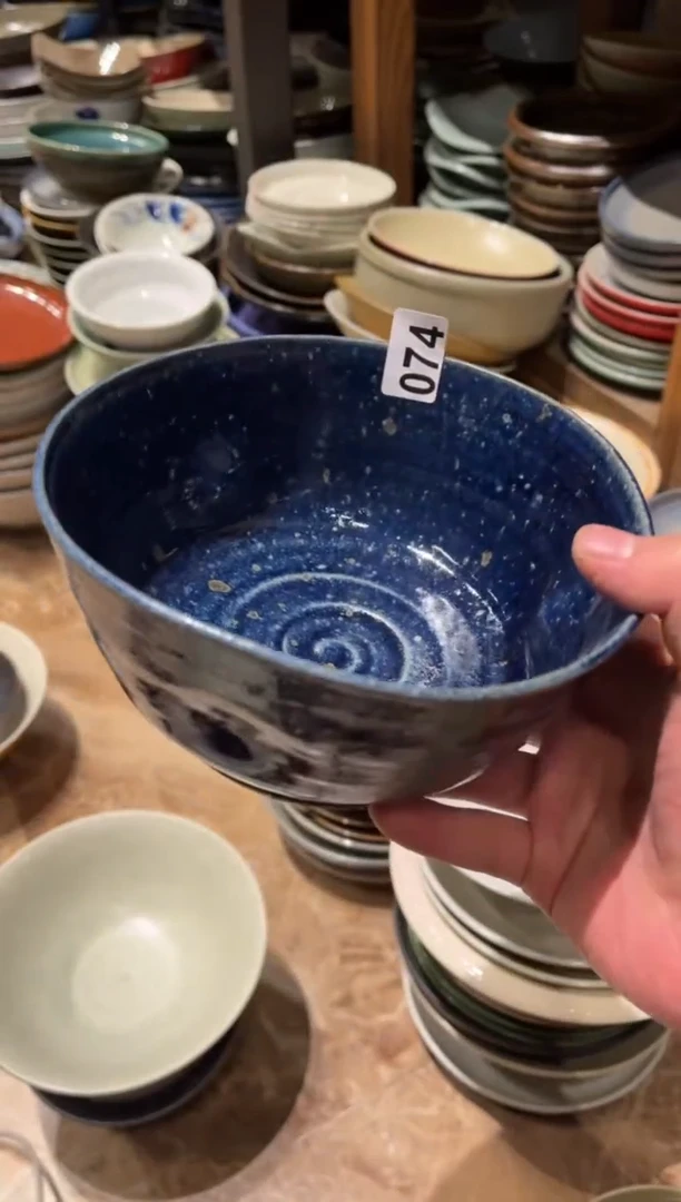 【闪购商品】瓷片74 粗陶蓝面碗1个