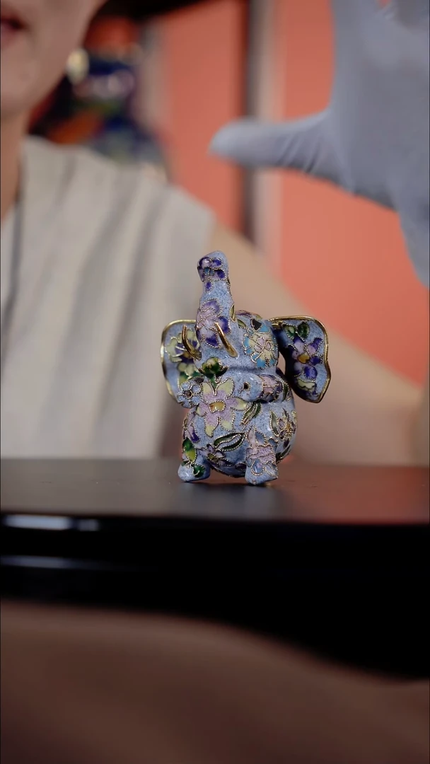 琉璃手工艺品花朵纹饰吉象 造型摆件 非遗珐琅手工艺 景泰蓝
