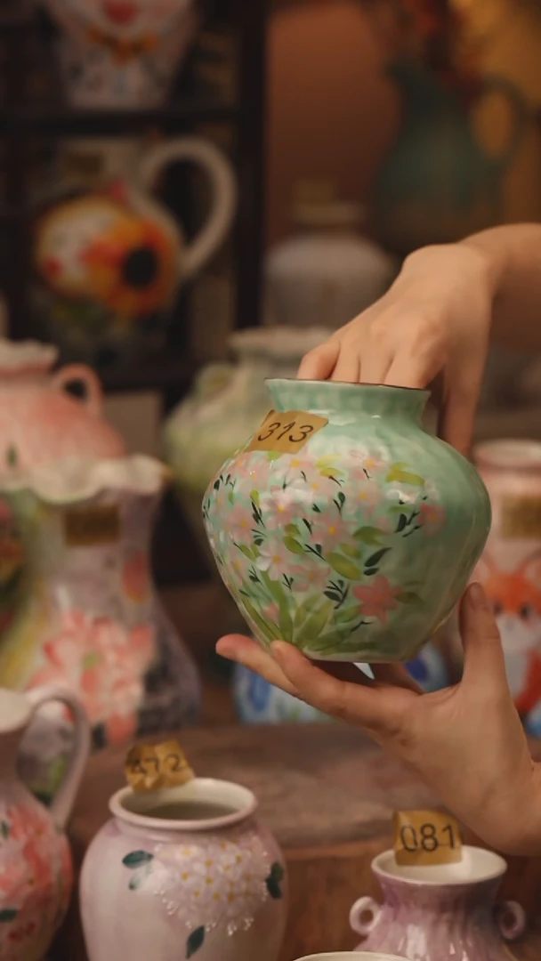 陶瓷313景德镇设计师手作花器摆件侘寂风