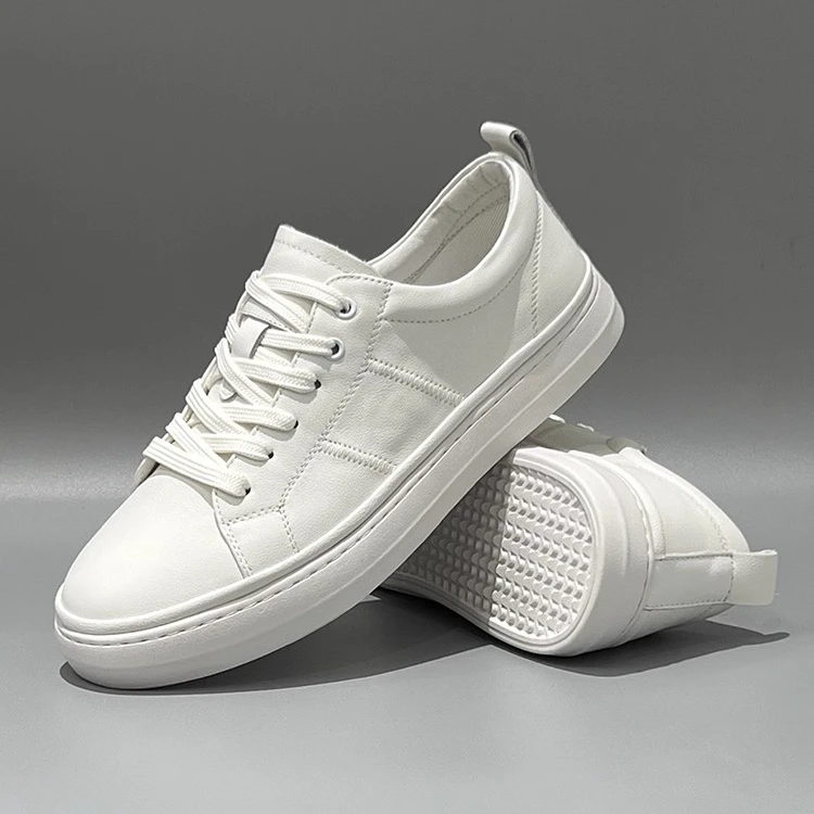 轻奢小白鞋男2025新款春秋真皮休闲鞋青年百搭平底鞋男士纯色板鞋