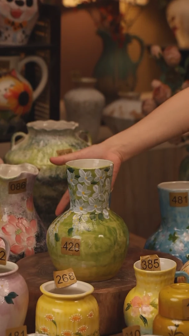 陶瓷420景德镇设计师手作花器摆件侘寂风