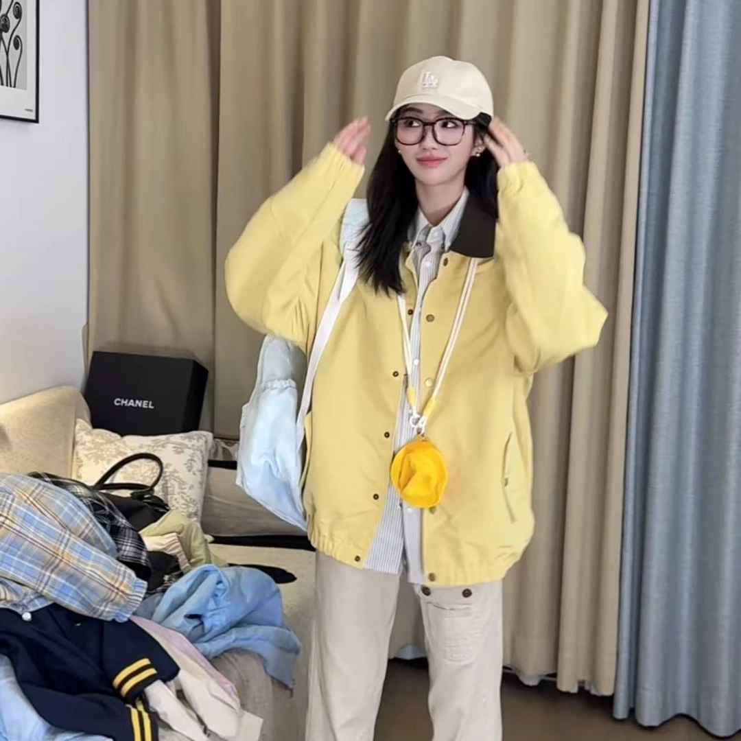 春季新款日系立体口袋纽扣休闲拼接复古翻领外套男款港风宽松8522