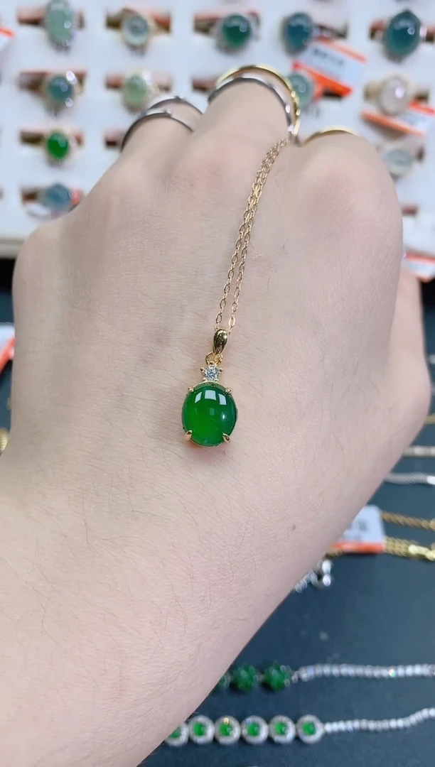 颈饰银S925镶嵌翡翠天然翡翠