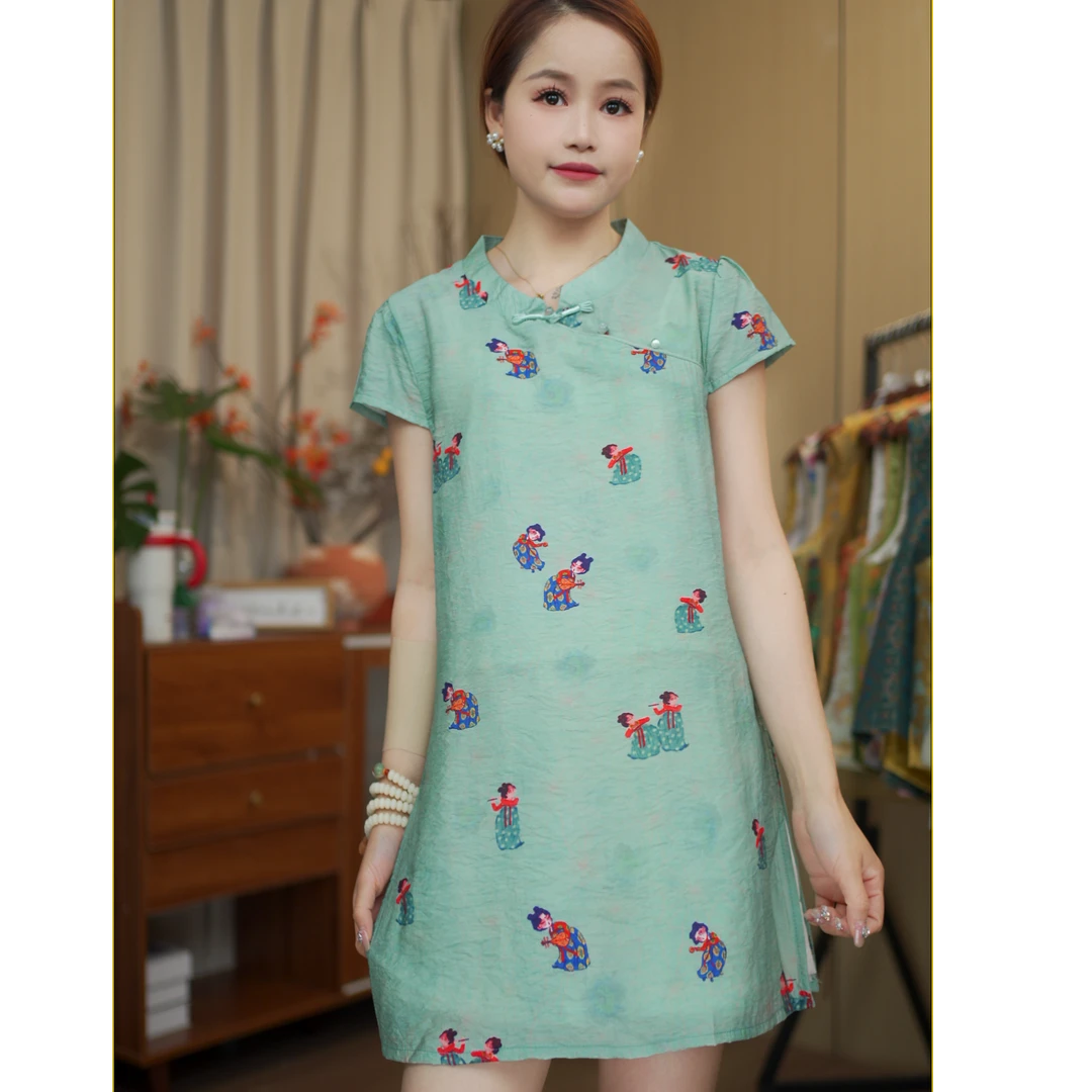 CHUNTIAN/椿锦【仕女图】新中式碎花裙子夏季