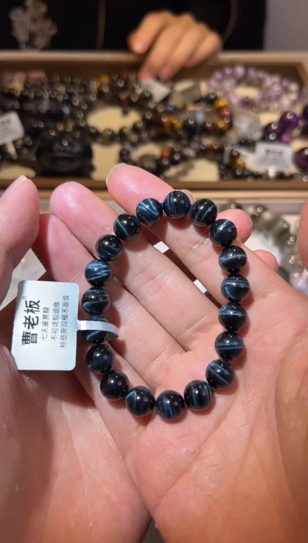 【闪购商品】木变石（虎睛石）手链未镶嵌10mm蓝虎眼