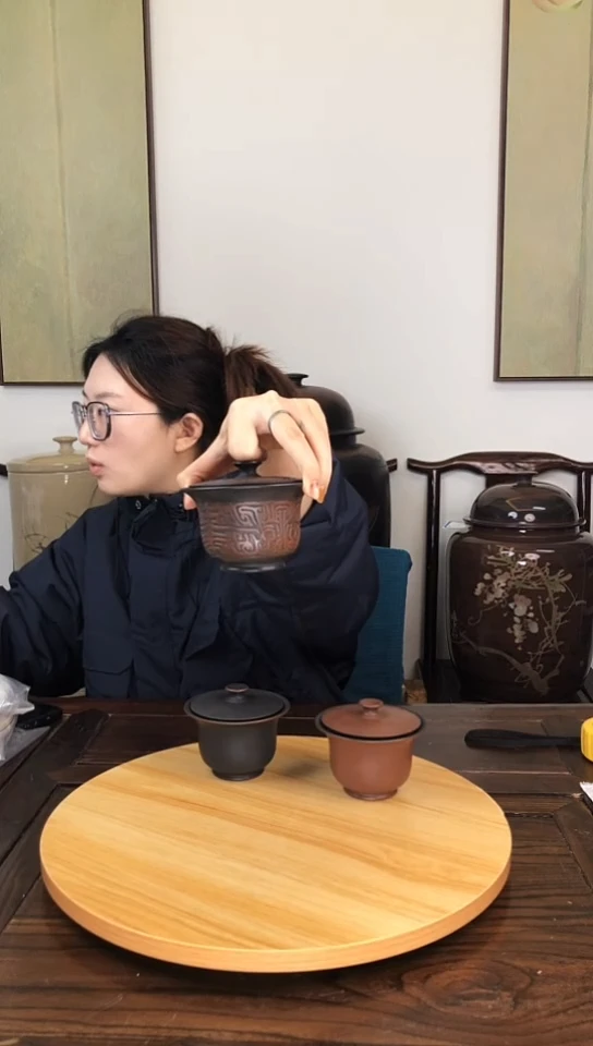 罐青铜纹雕刻手抓盖碗无礼盒
