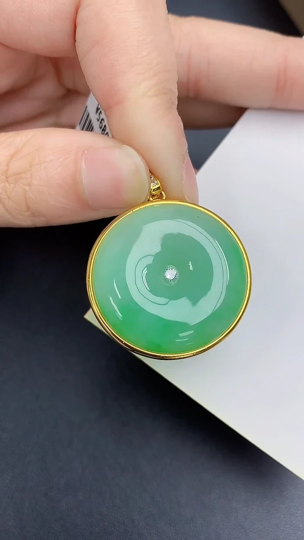 颈饰银S925镀金镶嵌翡翠 天然缅甸A货百元以上9元证书费自理