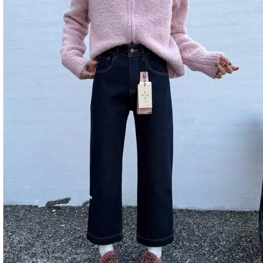 SU【856】代A9愫林 新款加绒九分奶奶裤女直筒牛仔裤