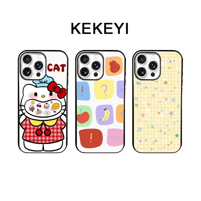 零食KT适用于苹果iphone16小众ins亚克力二合一黑框手机壳