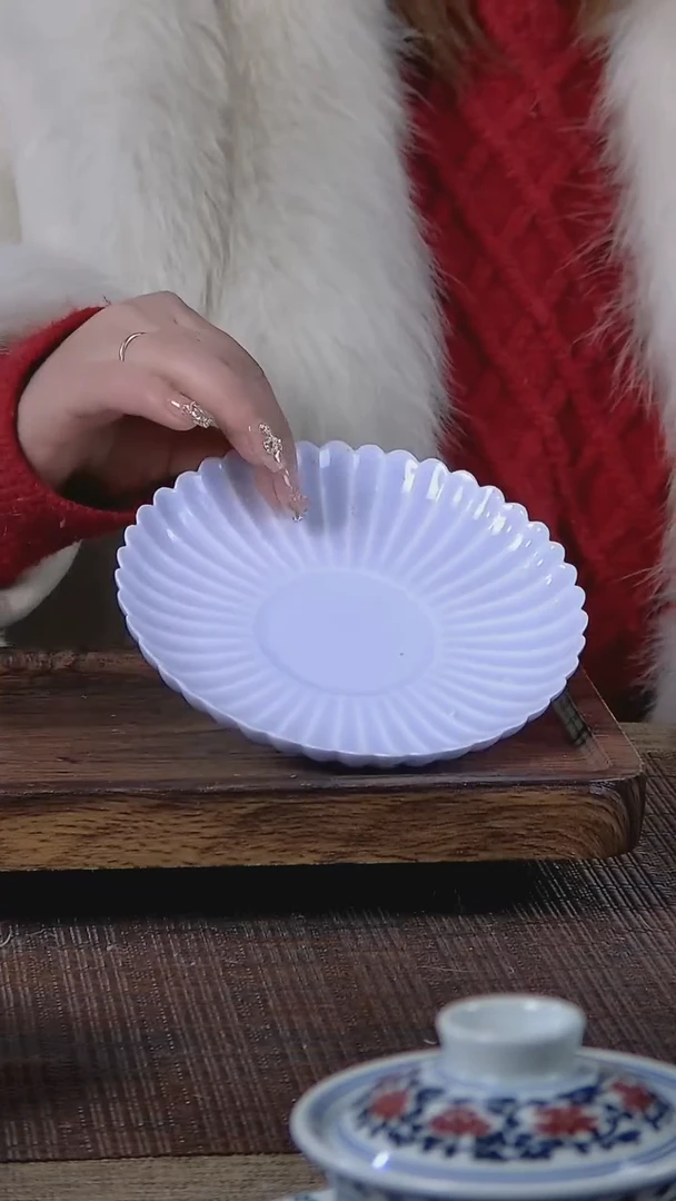 【闪购商品】折葵非器手工手绘浅紫葵口壶承微瑕