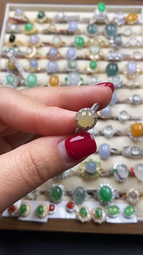 银S925镶嵌戒指翡翠1