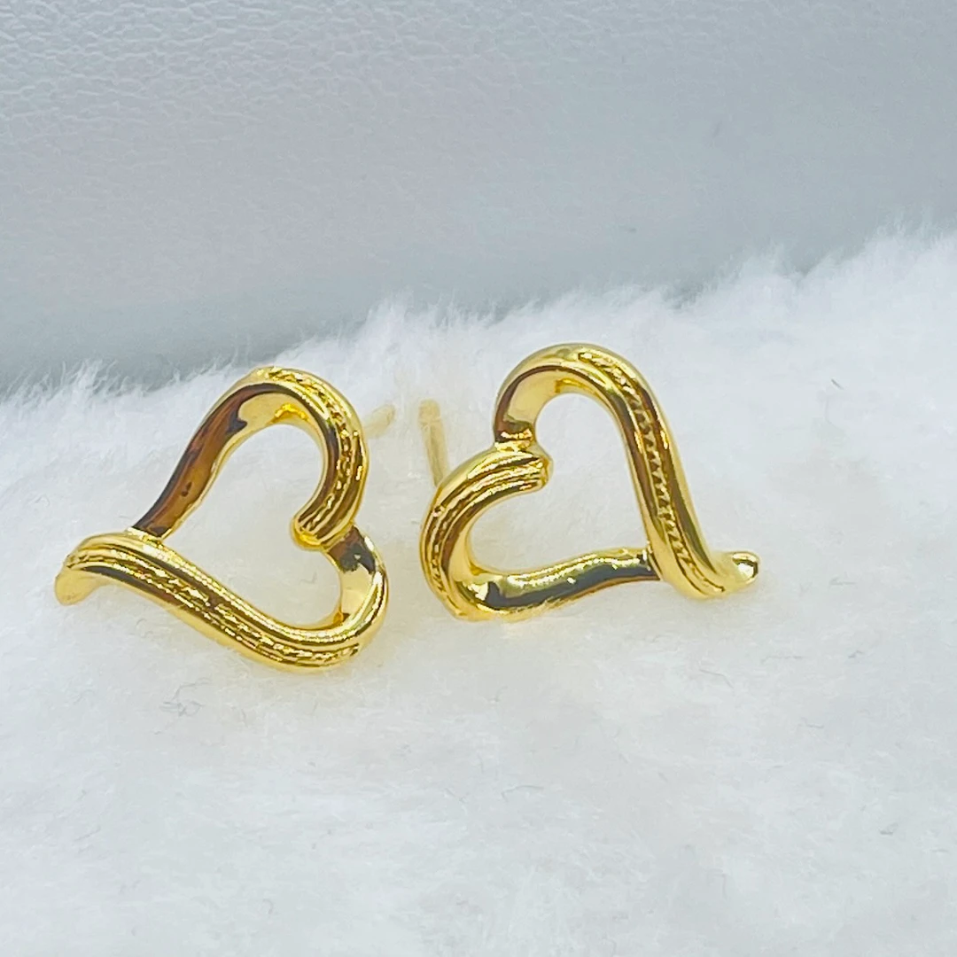 5G工艺 足金999 镂空爱心耳钉 【T5】