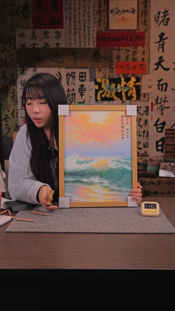 【闪购商品】书法460 海与浪 油画 手绘