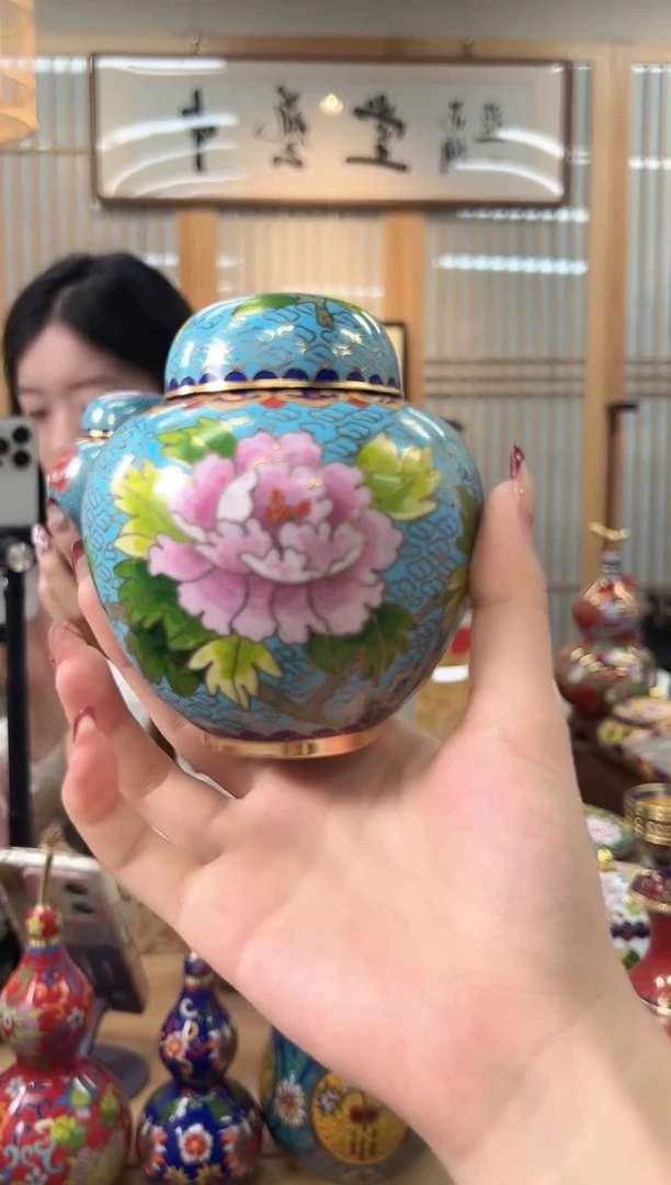 【闪购商品】景泰蓝实地西瓜罐XGG001青蓝