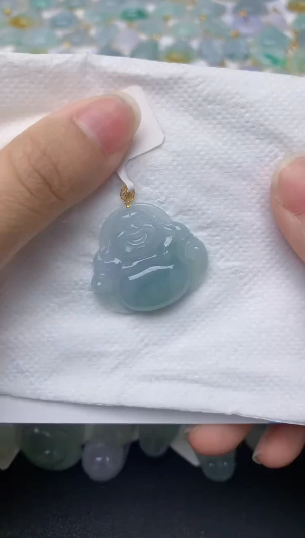 翡翠18K金镶嵌颈饰 天然缅甸A货翡翠