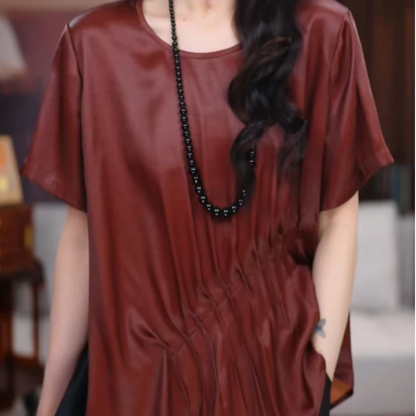 【今喜】 红云纱气质百搭时尚复古显瘦休闲宽松国风夏季上衣