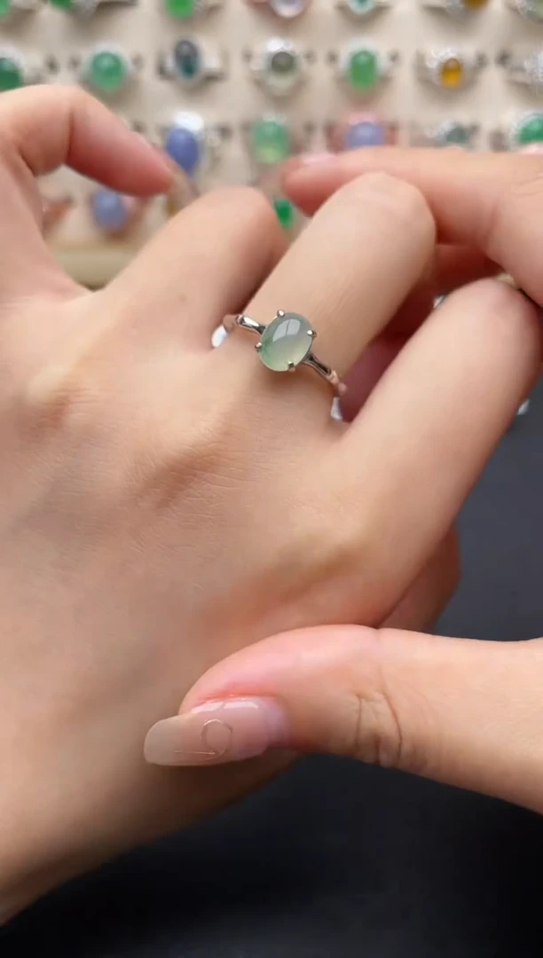 【闪购商品】翡翠银S925镶嵌戒指一物一证一礼盒