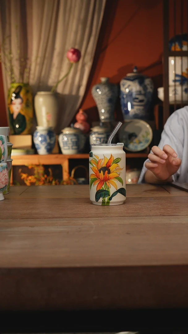 景德镇釉下手绘陶瓷茶具，咖啡杯