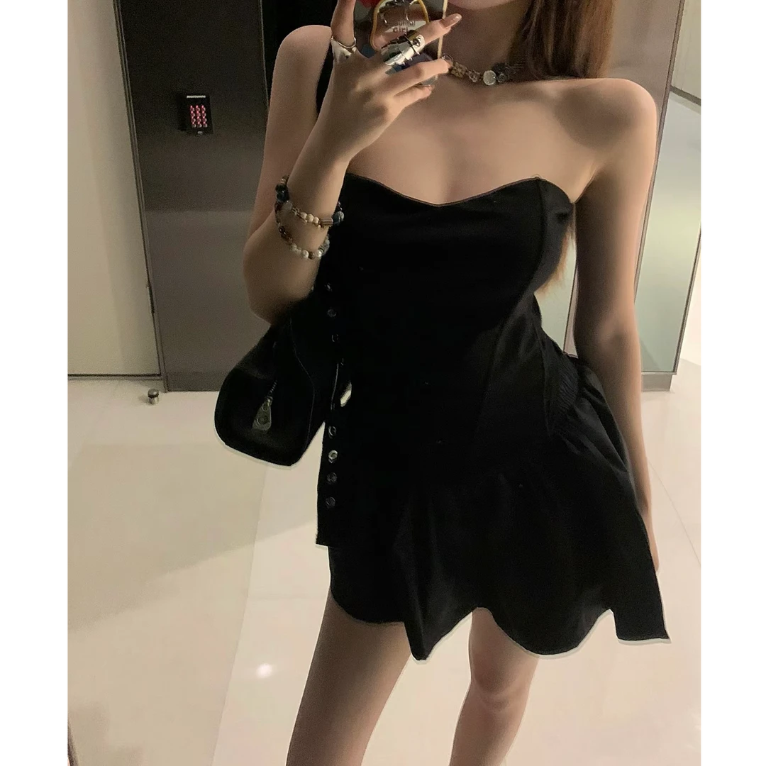 小个子黑色半身裙女夏季2025新款百搭蓬蓬裙子高腰显瘦a字短裙裤