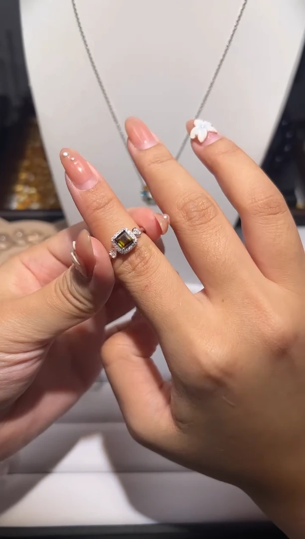 银S925镶嵌戒指碧玺双色碧玺戒指
