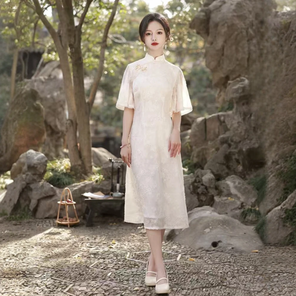 [浅夏时光]新中式复古旗袍日常款优雅显瘦年轻小个子中国风旗袍裙