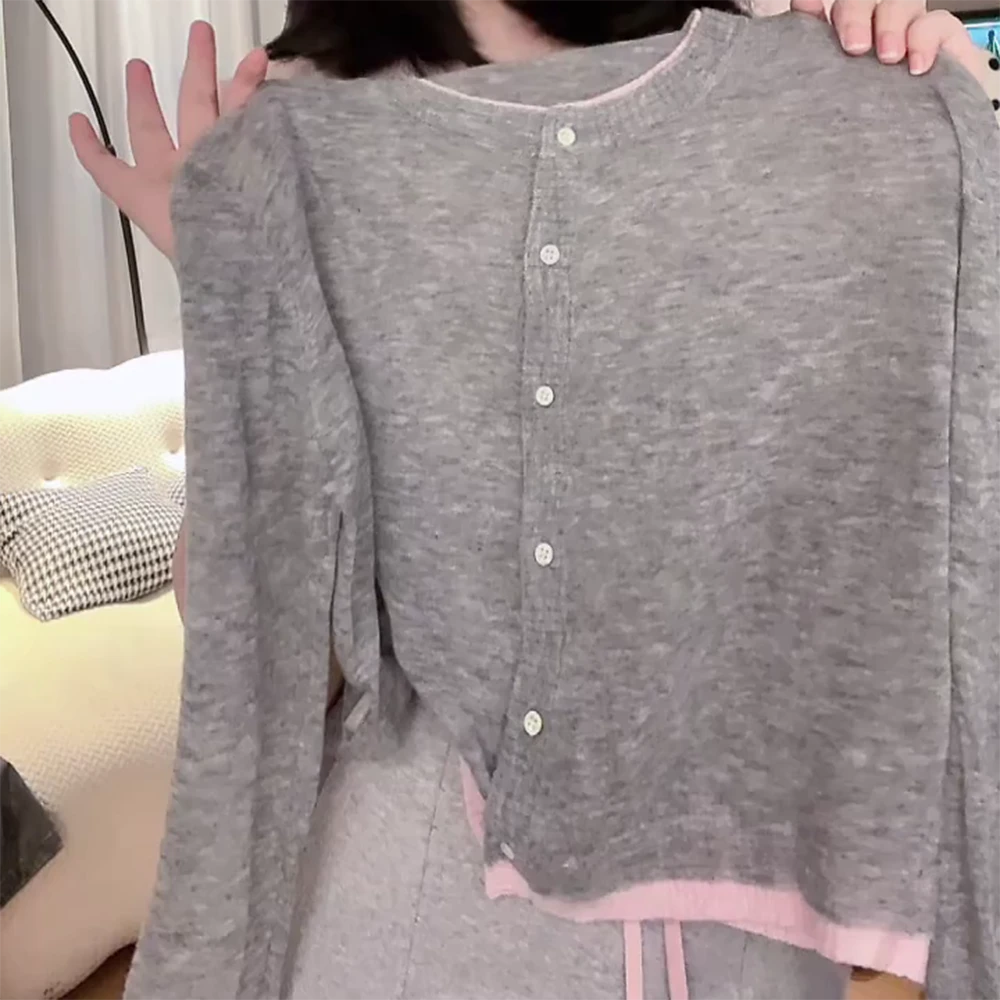 【拼色开衫】早秋流行款长袖新款针织开衫潮流休闲上衣C5954