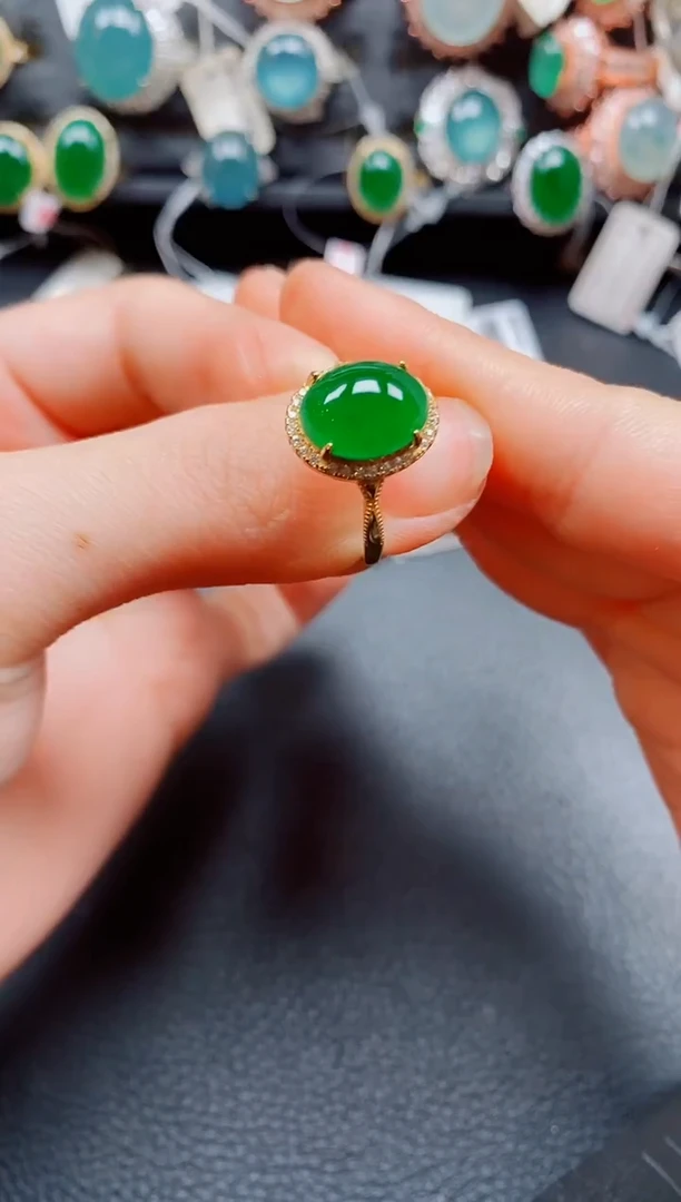 银S925镶嵌戒指翡翠翡翠