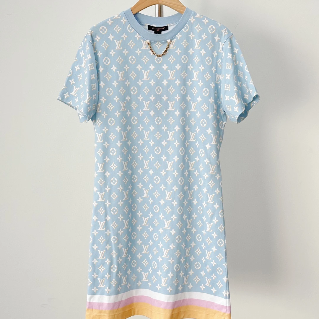 未使用 LouisVuitton/路易威登 路易威登 女士蓝色满印连衣裙