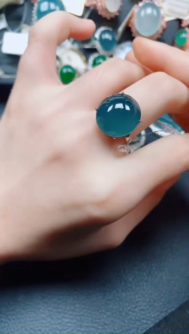 银S925镶嵌戒指翡翠翡翠