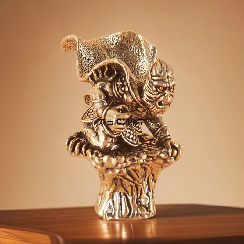复古黄铜齐天大圣孙悟空香插客厅书房摆件桌面办公桌茶桌黄铜摆件