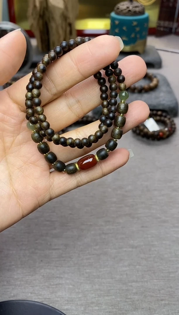 【闪购商品】沉香手串白棋04+紫棋06三圈设计