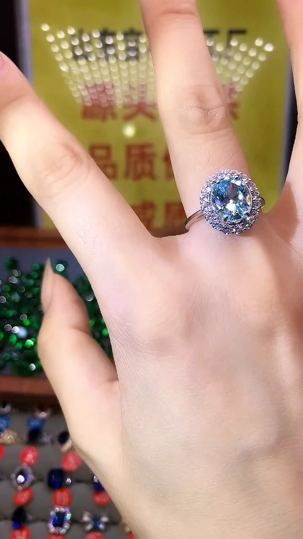 海蓝宝石戒圈银S925镶嵌......