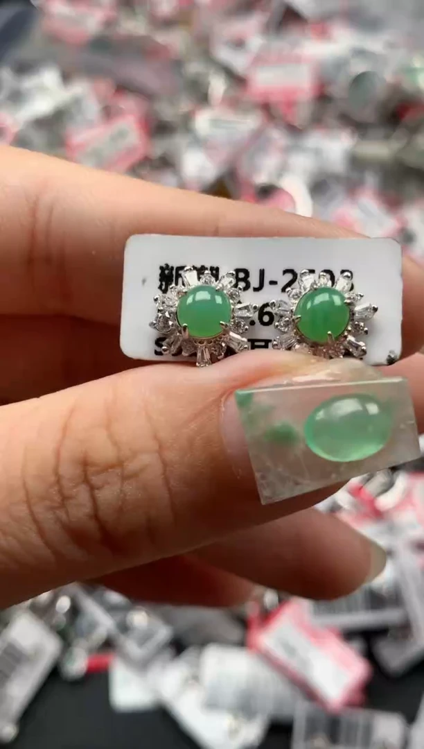 银S925镶嵌戒指翡翠天然A货缅甸翡翠