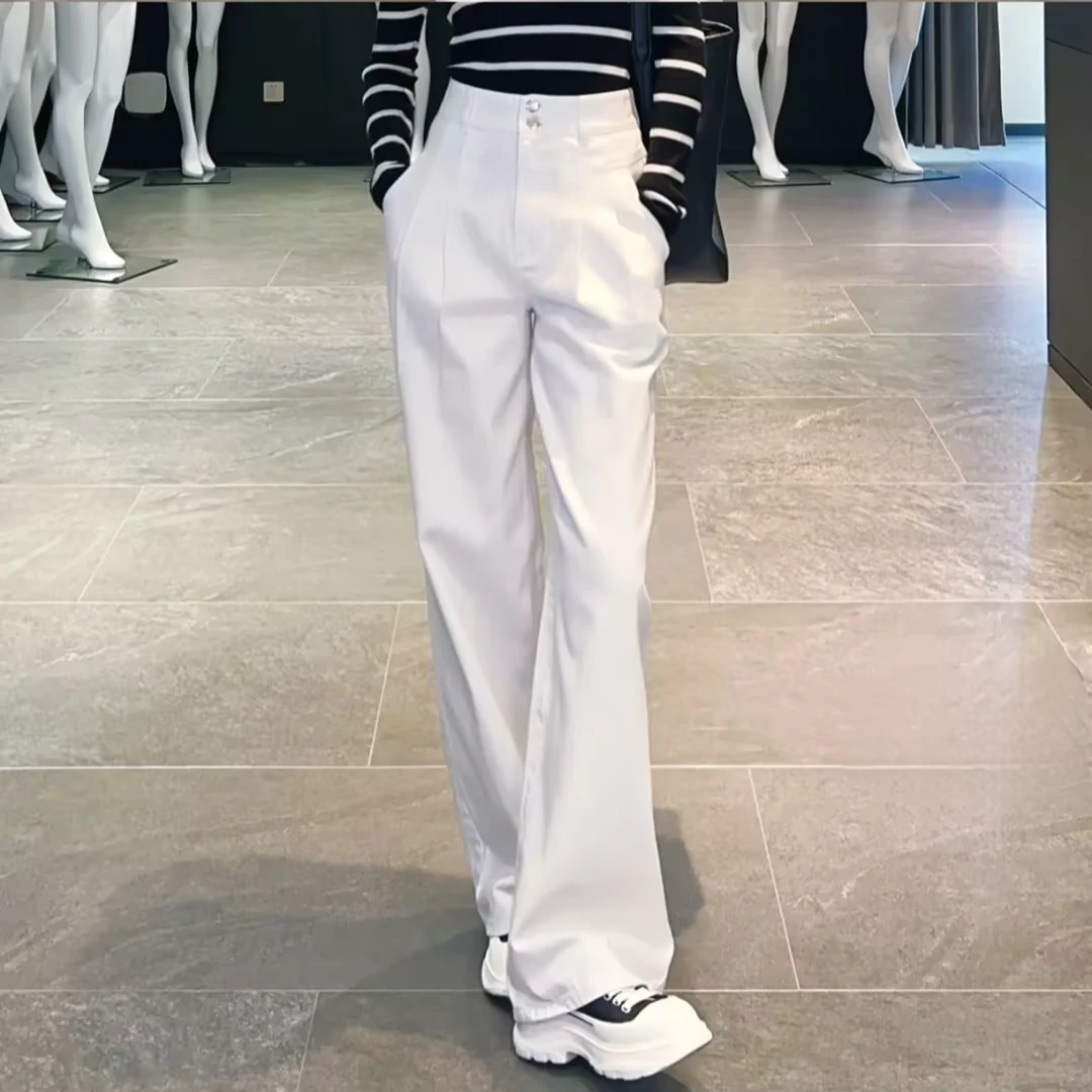 AMASS/阿玛施阿玛施蓝色时尚显瘦高腰高级垂感直筒裤5100578