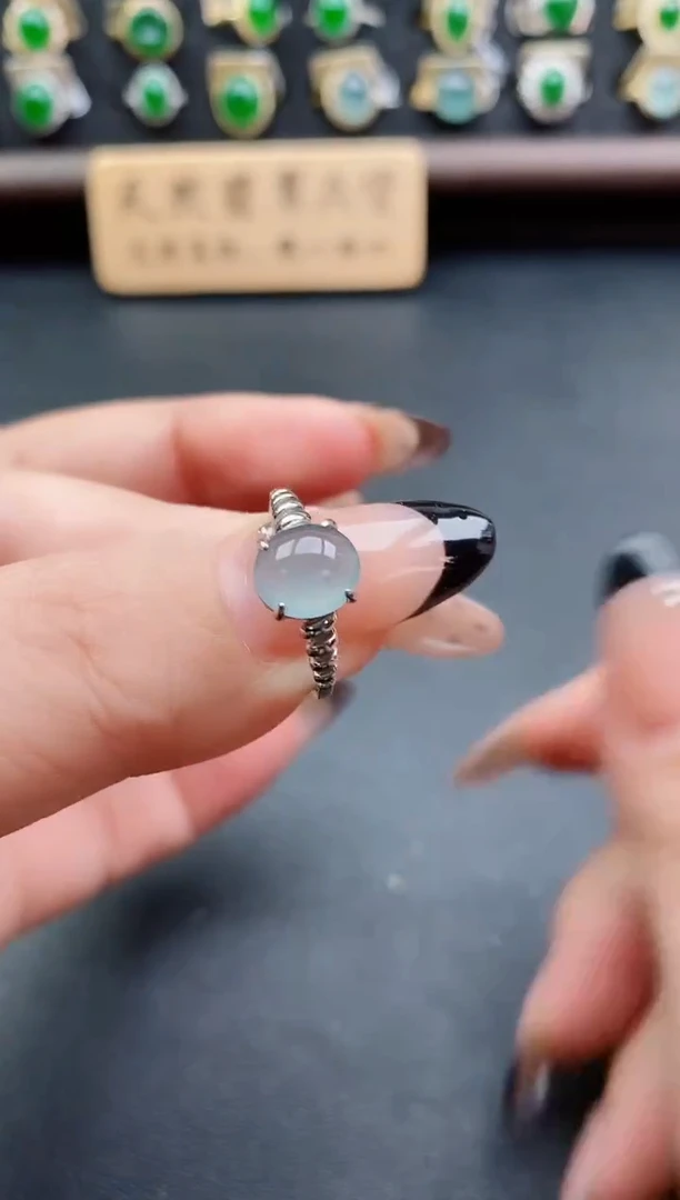 银S925镶嵌戒指翡翠1