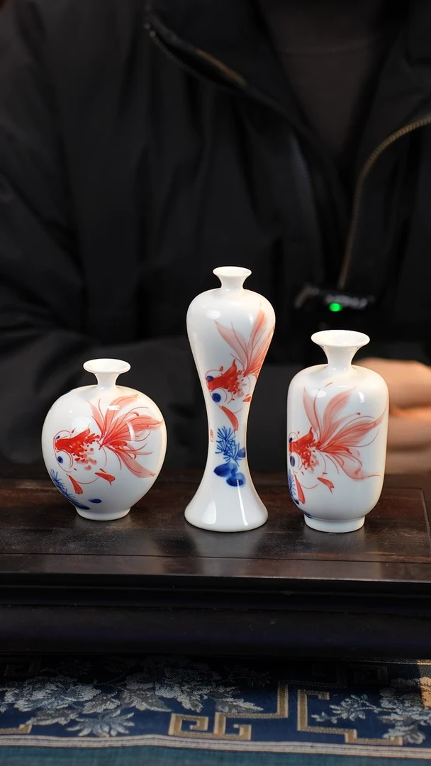 【闪购商品】摆件 纯手工手绘高白泥瓷〖三件套〗