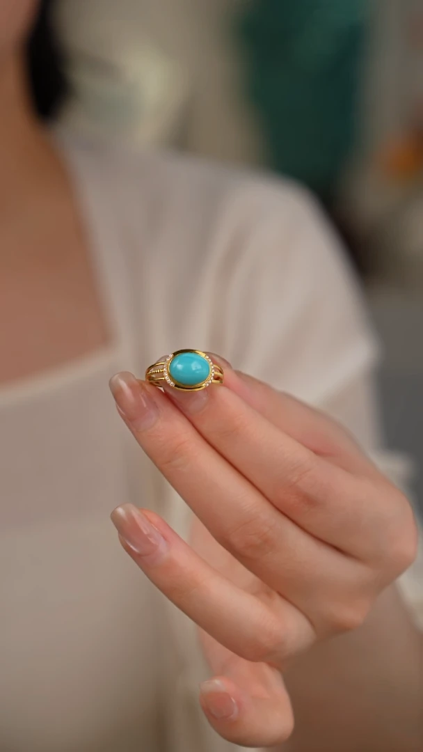 【闪购商品】绿松石戒指18K金镶嵌1