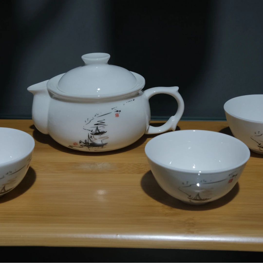 隆达骨质瓷6头明陆茶具忆江南简约陶瓷