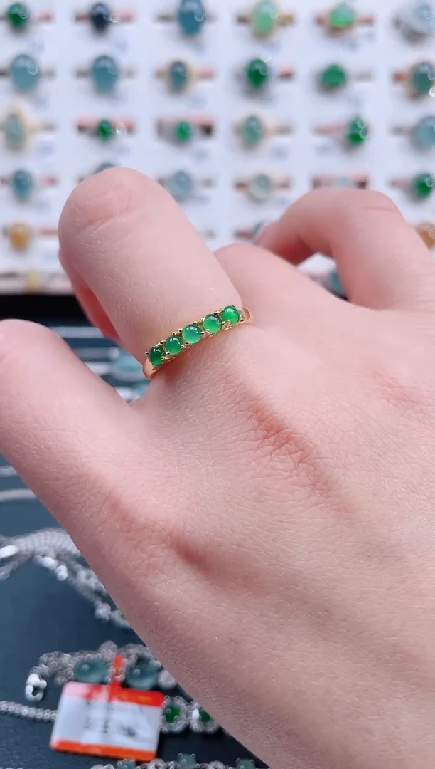 银S925镶嵌戒指翡翠天然翡翠