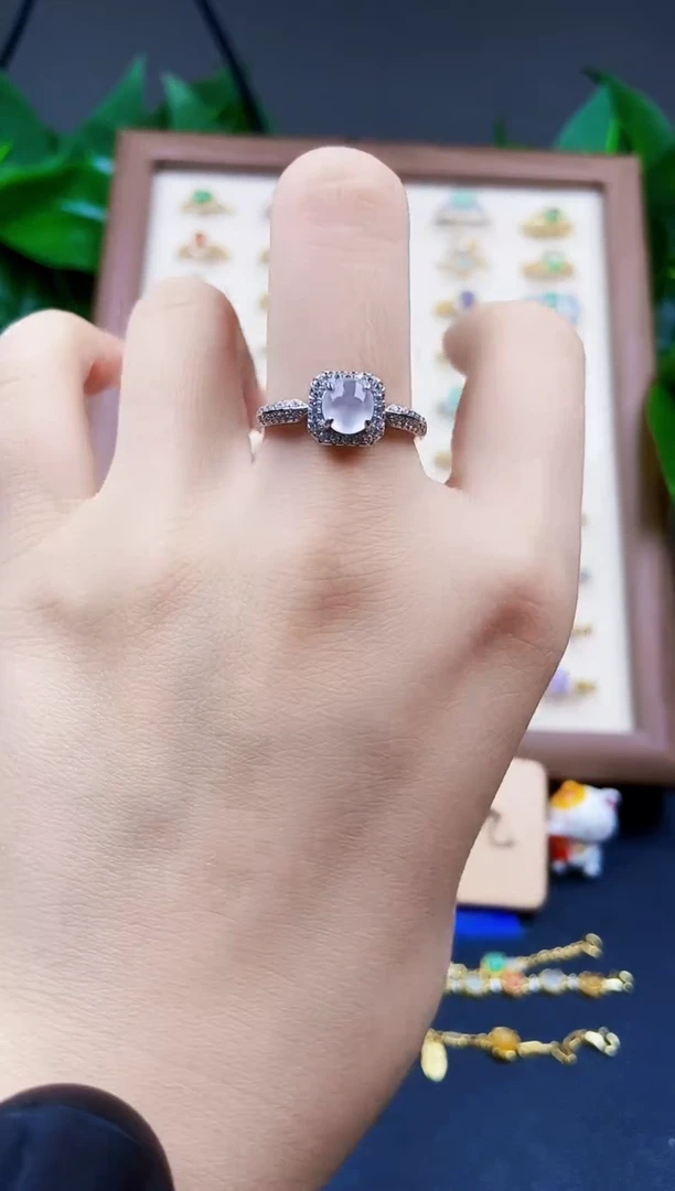 翡翠戒指银S925镶嵌12
